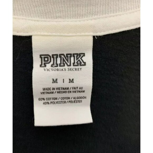 VS PINK Graphic Tee Size M Lets Party Long Sleeve Scoop Lounge Shirt Dorm Life - Picture 8 of 10